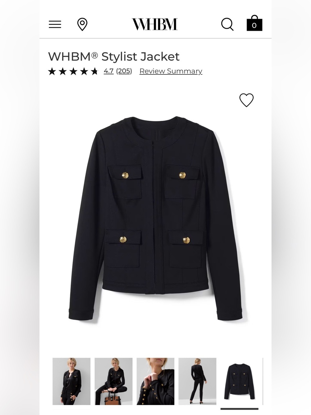 NWT White House Black Market Stylist Jacket Black